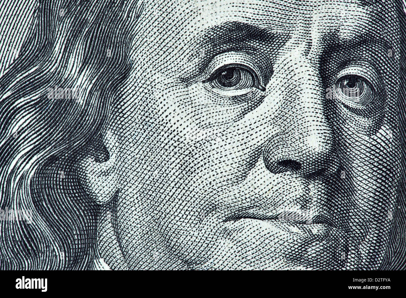 High Definition Benjamin Franklin Portrait From 100 Dollars Banknote