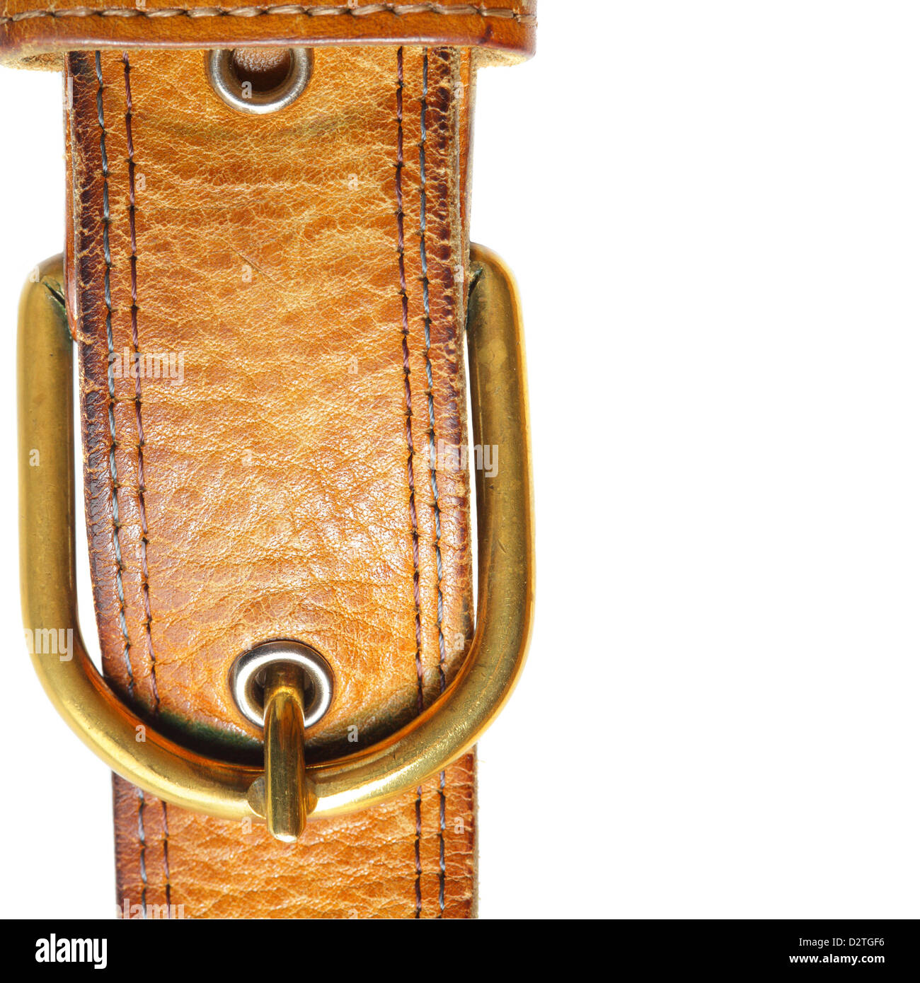 Leather strap close-up isolated over white background Stock Photo