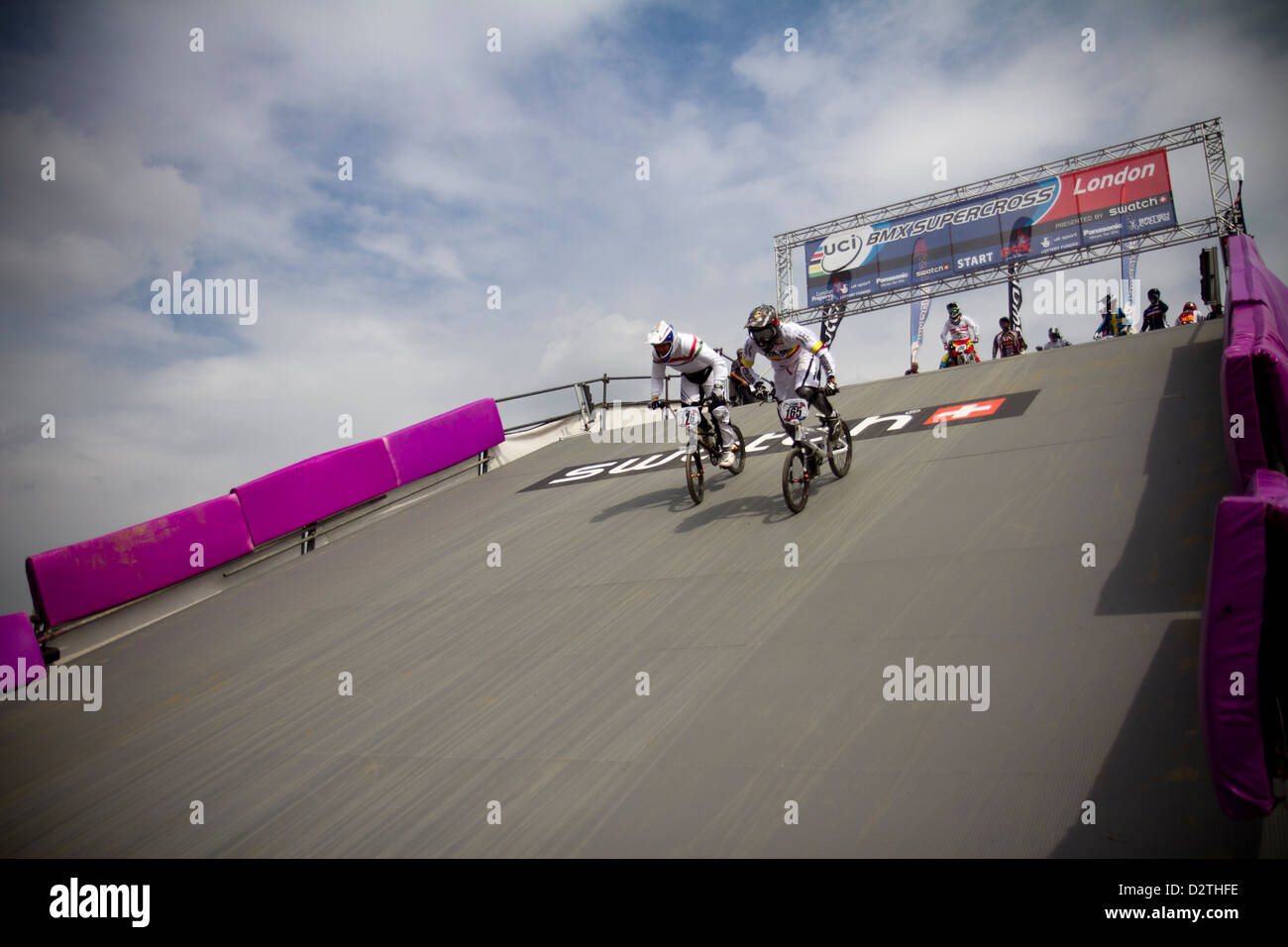 bmx track race at olypics park london Stock Photo Alamy
