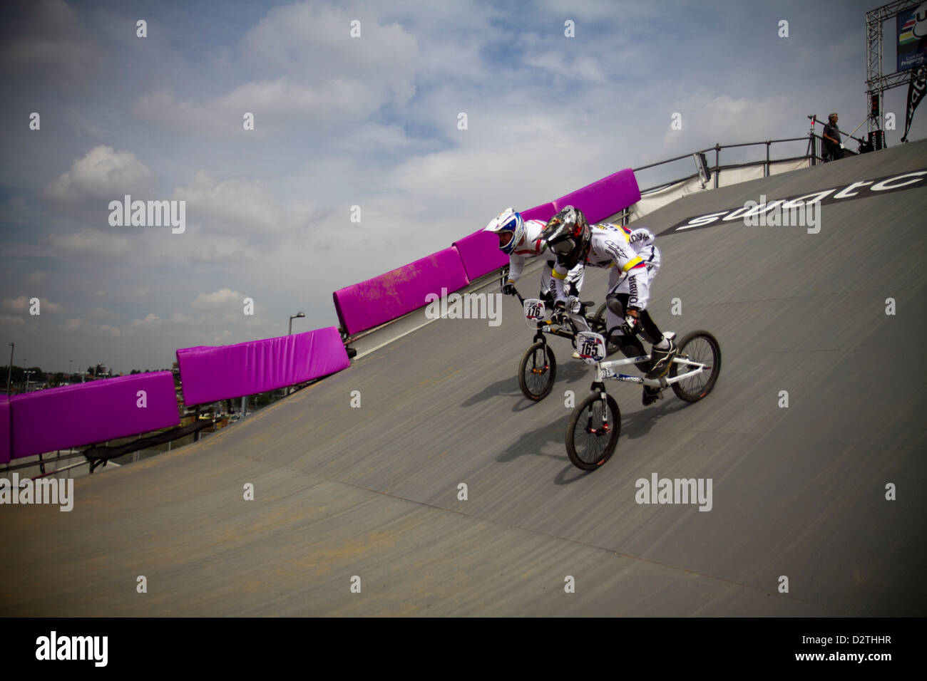 bmx track race at olypics park london Stock Photo Alamy