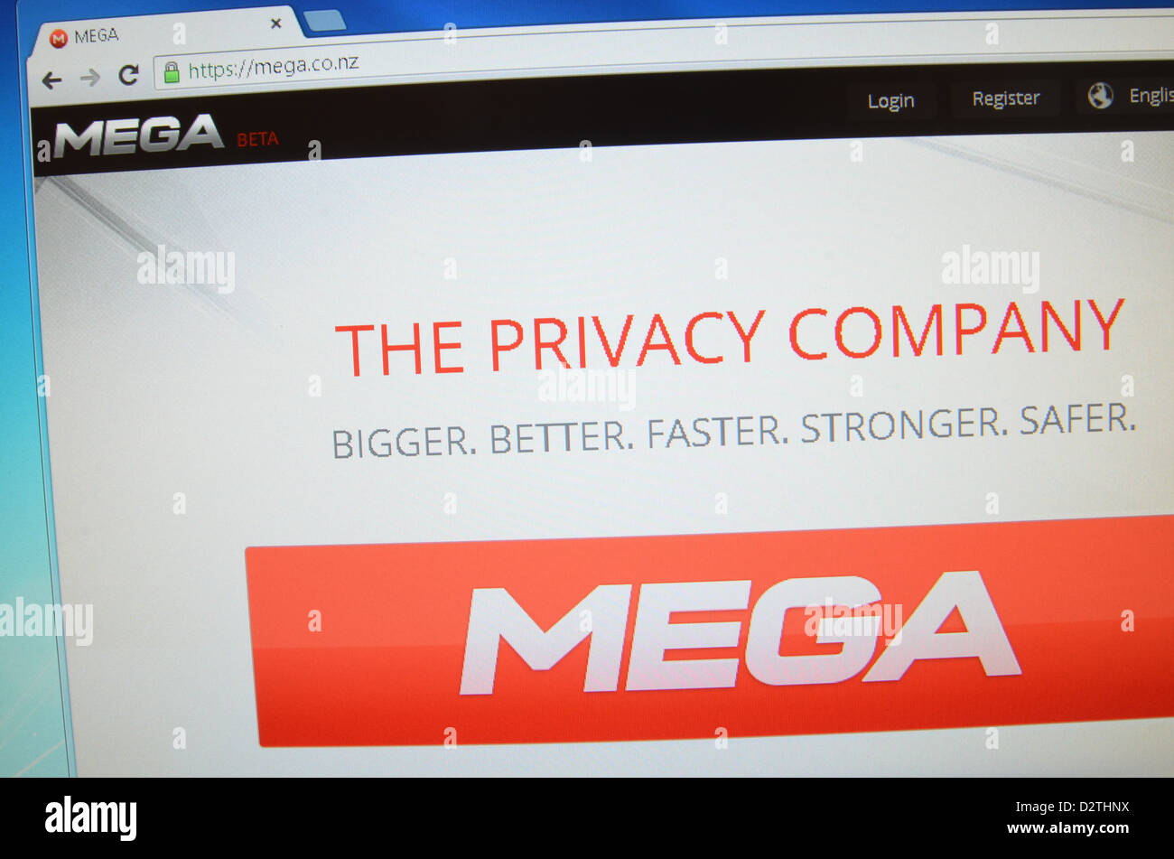 Mega.co.nz website screenshot Stock Photo