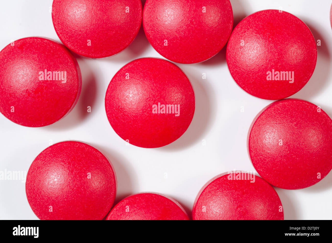 Red pills look very colorful when photographed close up. These tablets