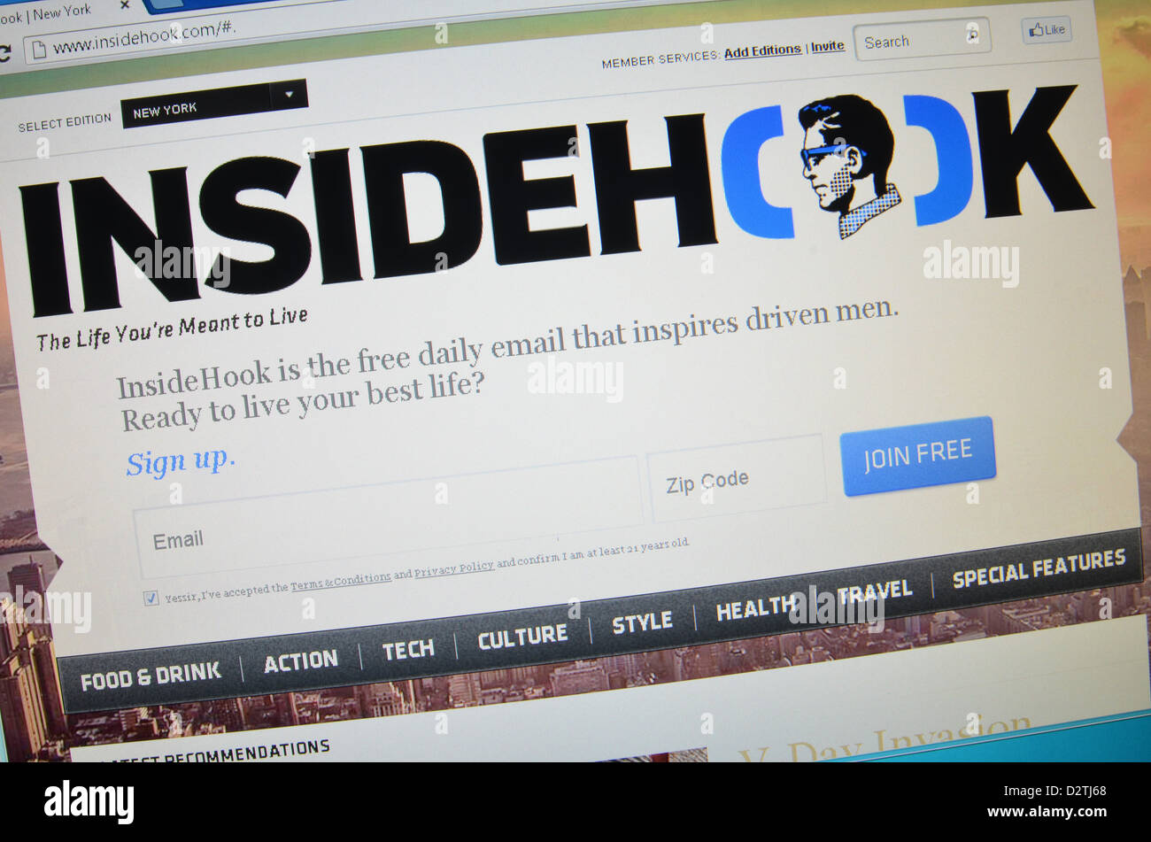 Insidehook.com website screenshot - blog for men Stock Photo