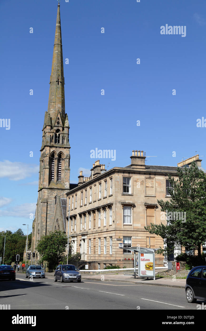 Lansdowne Parish Church designed by architect John Honeyman, Great Western Road, Glasgow West End, Scotland, UK Stock Photo