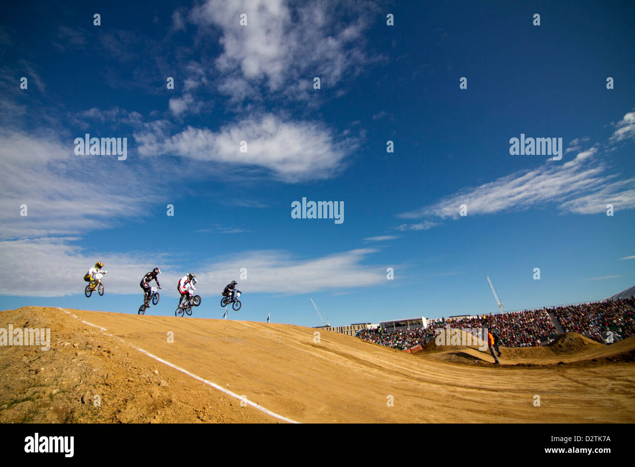 bmx track race at olypics park london Stock Photo