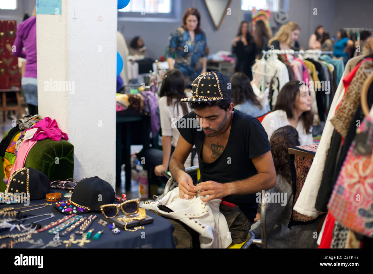 Second hand market at Taberna das Almas, Lisbon, Portugal Stock Photo