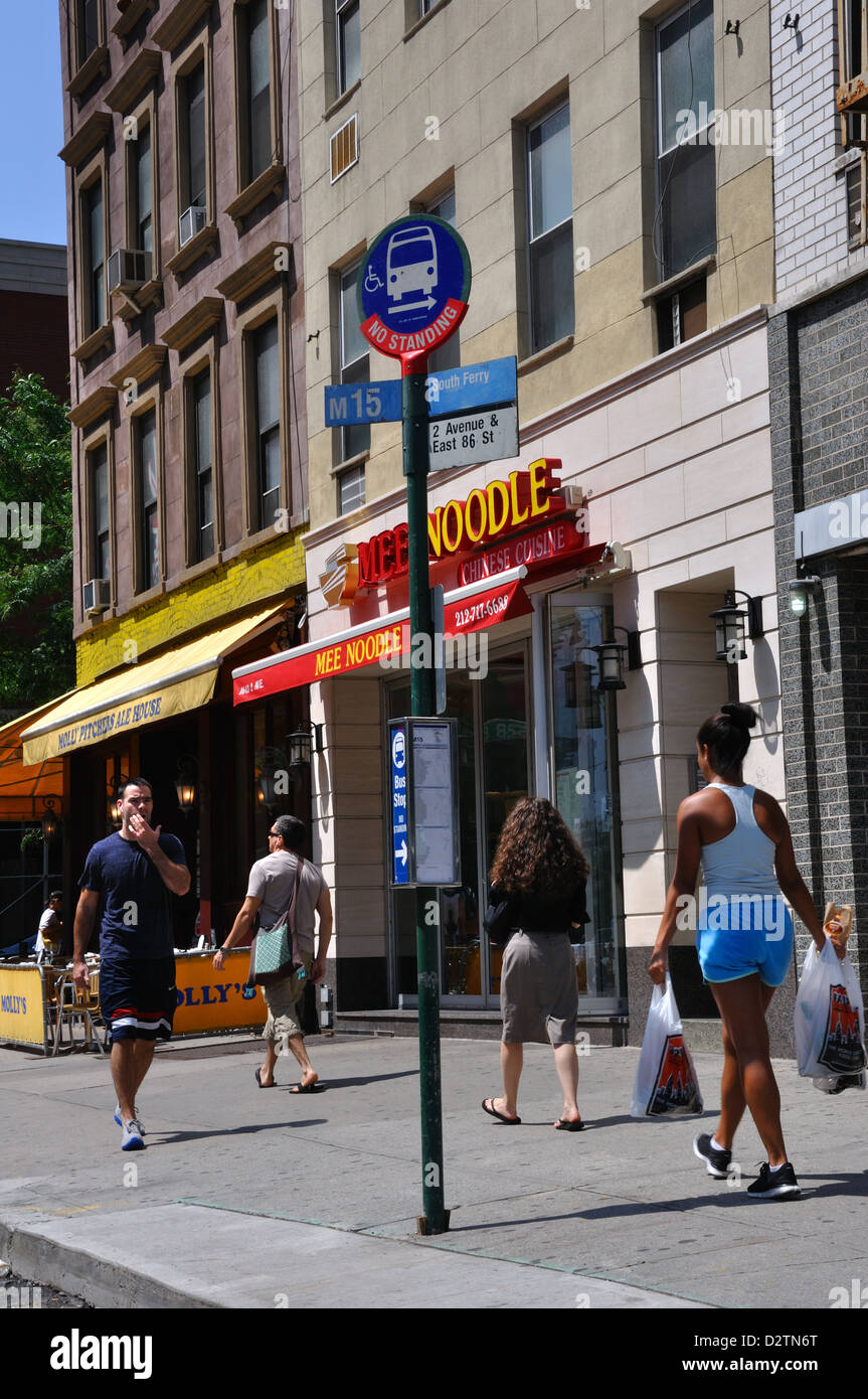 Broadway bus stop, New York City, USA Stock Photo Alamy