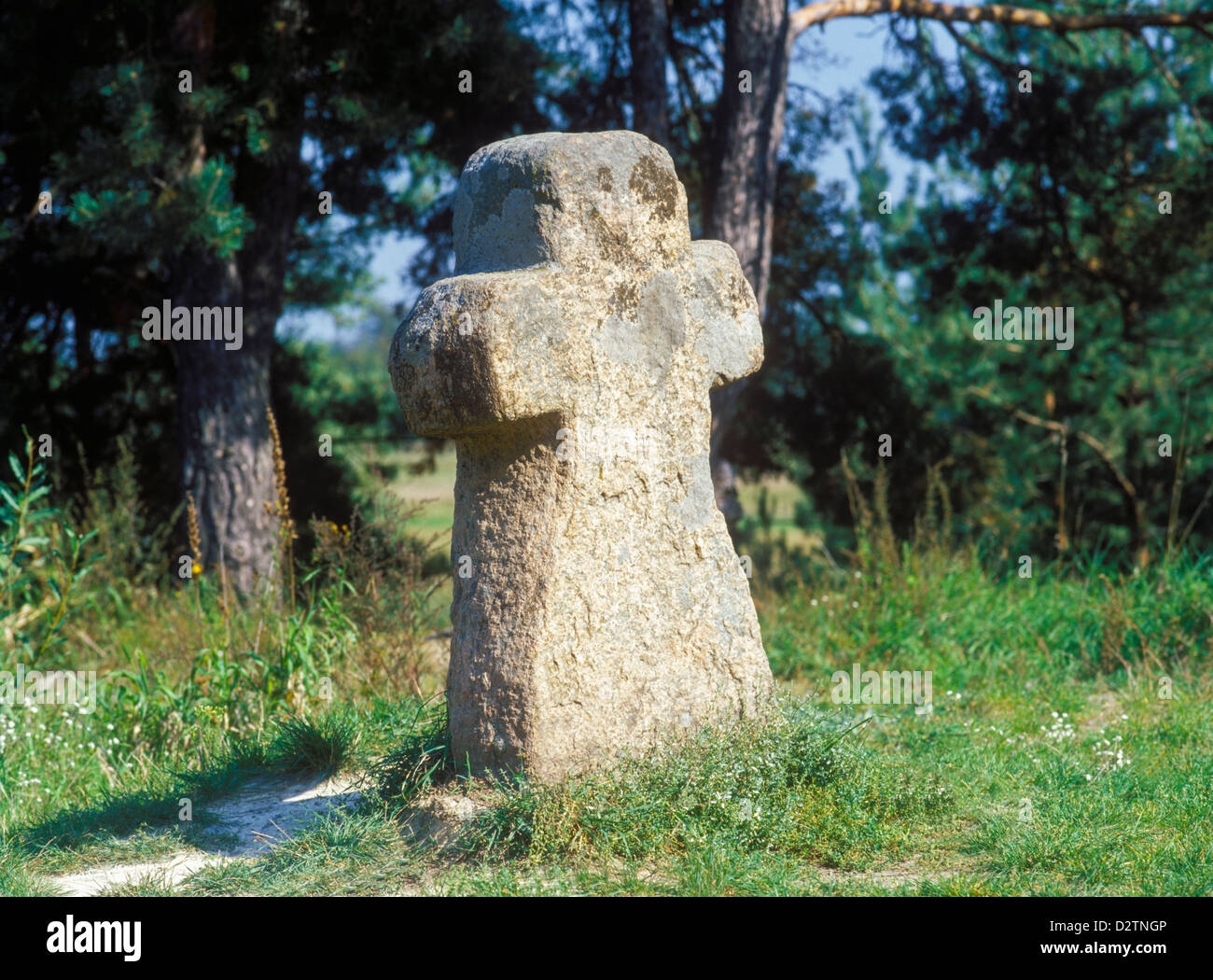 Stony figure in Neple, stone woman, Lublin Voivodeship, Poland Stock Photo