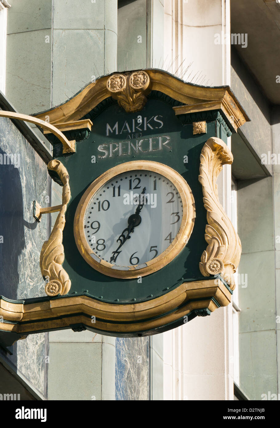 Clock outside Marks and Spencer's store in Sunderland north east