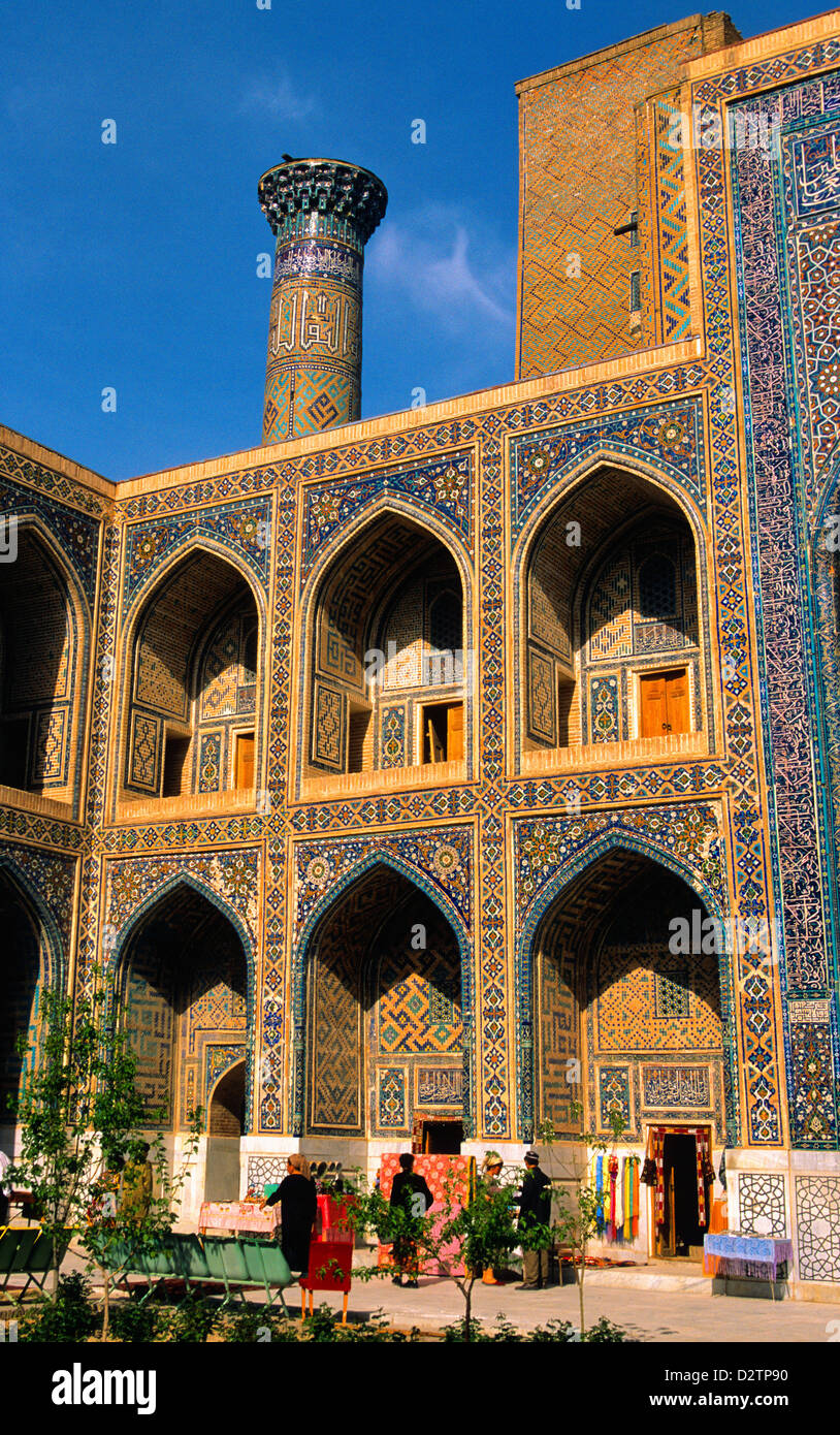 Tilla Kari Madrasah in The Regista. Samarkand. Uzbekistan Stock Photo