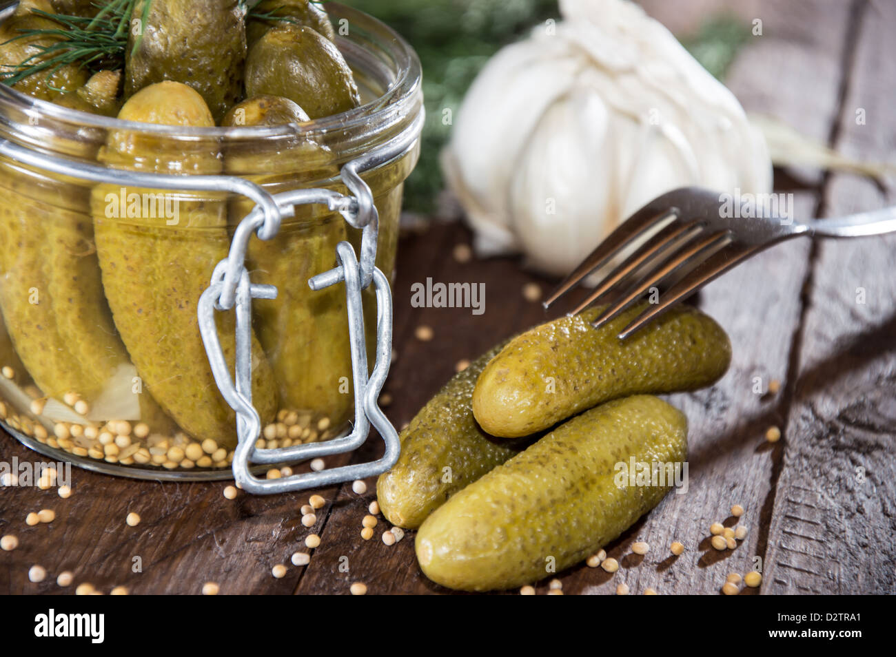 Gherkins with fresh dill in a glass Stock Photo Alamy
