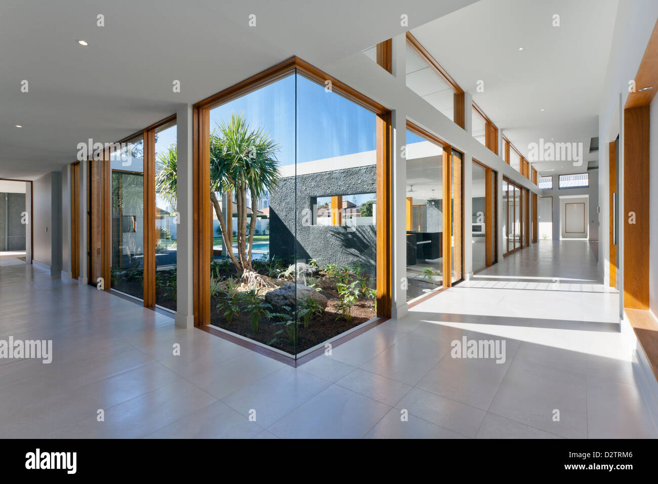Luxurious home interior and exterior in new empty mansion Stock Photo