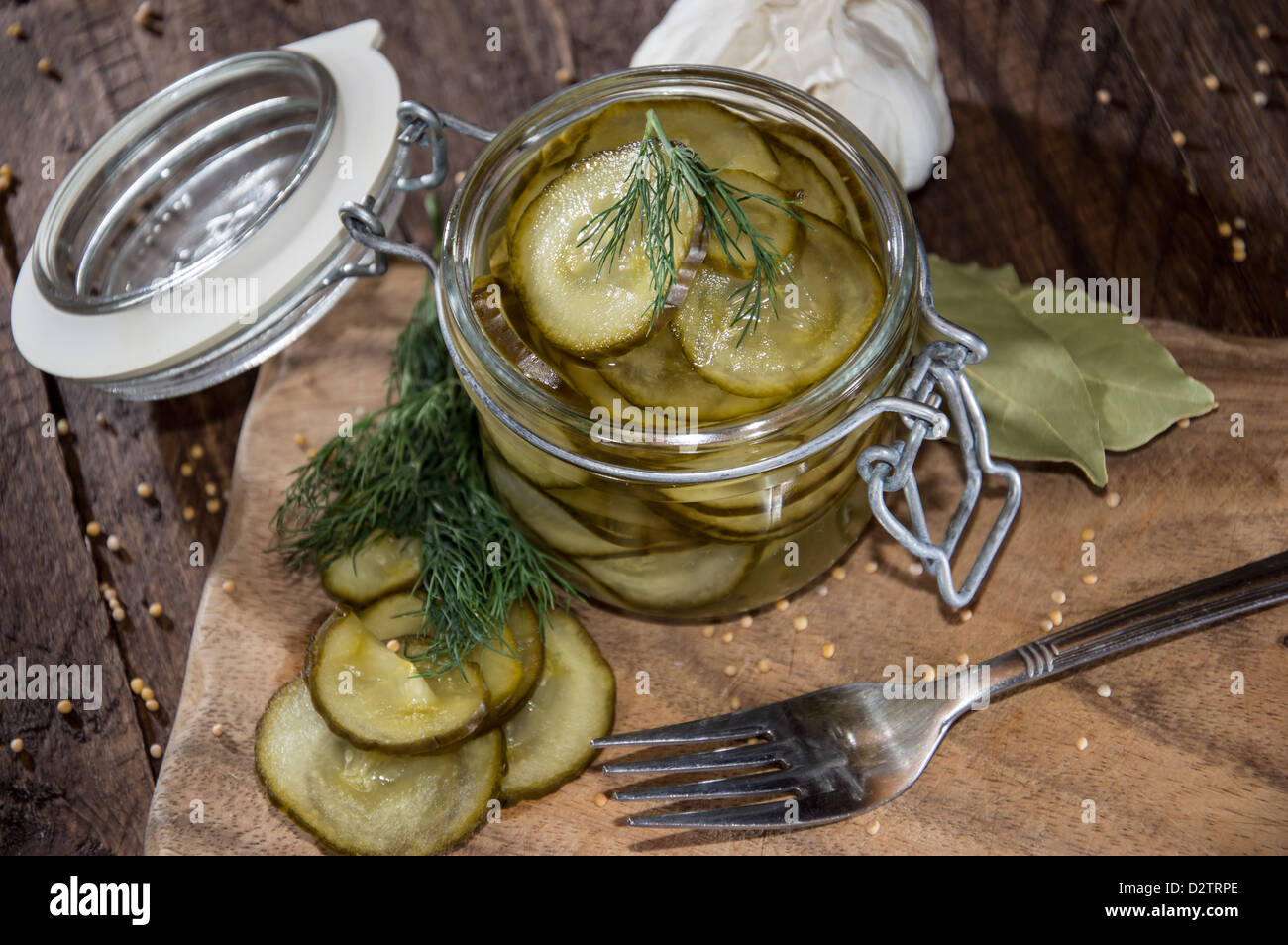 Gherkins with fresh dill in a glass Stock Photo Alamy