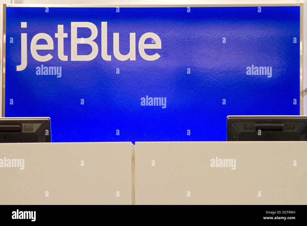 JetBlue, Jet Blue, gate desk at airport. Stock Photo