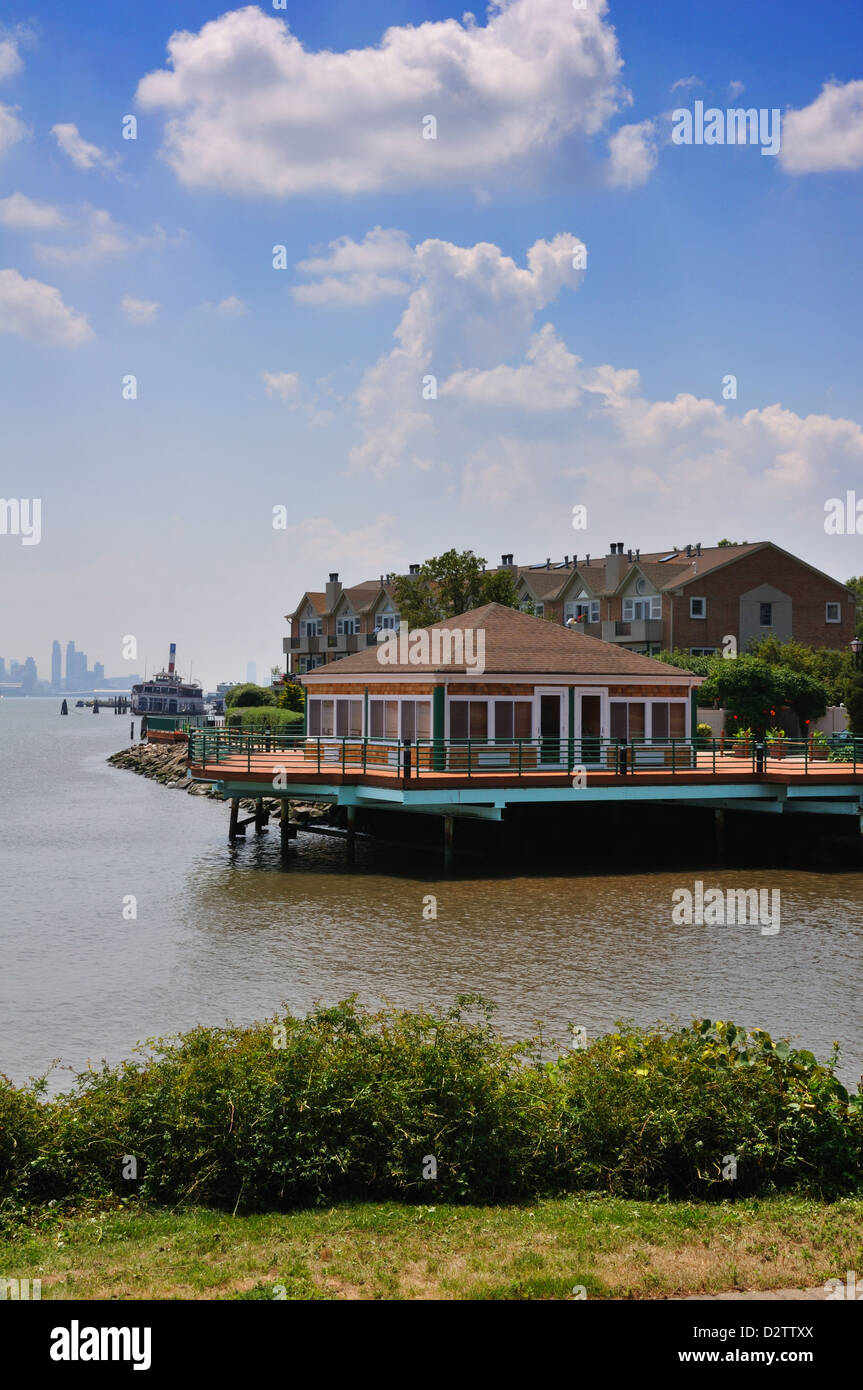 Apartment complex in Edgewater, New Jersey on Hudson River, across New