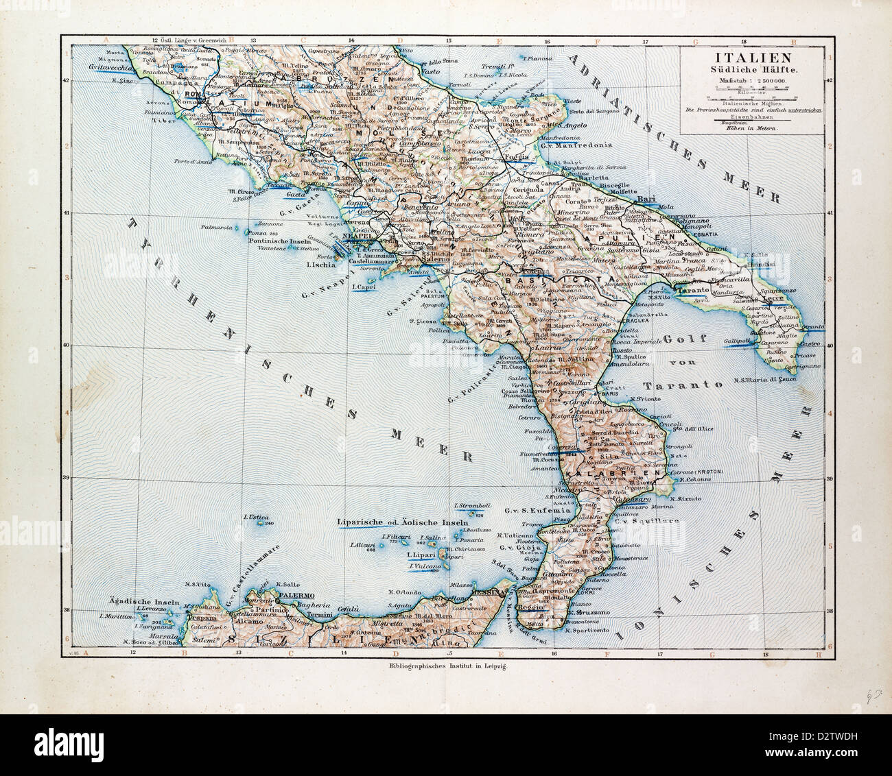 MAP OF SOUTH ITALY 1899 Stock Photo - Alamy