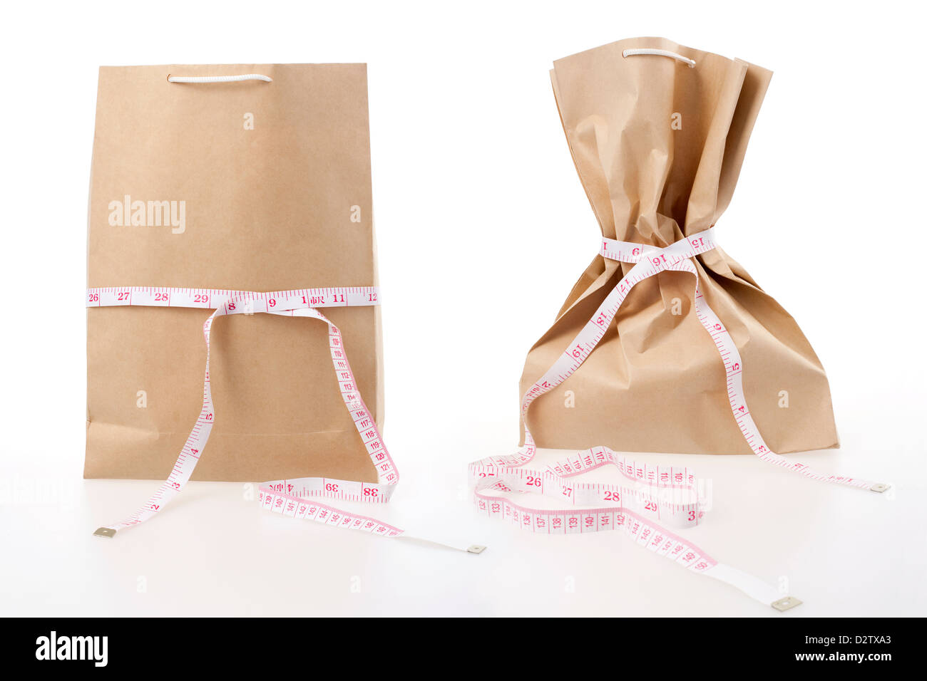 Tape measure and paper bags Stock Photo Alamy