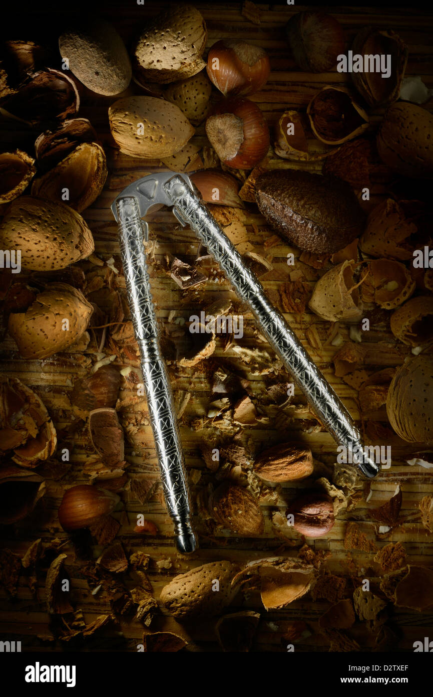 Nutcracker With Mixed Nuts Stock Photo