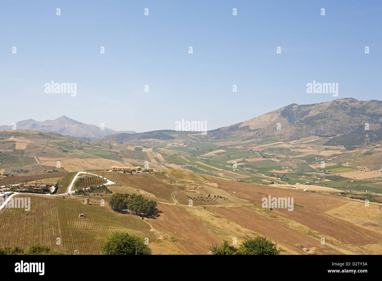 Sicilian landscape, view from Segesta, Italy Stock Photo