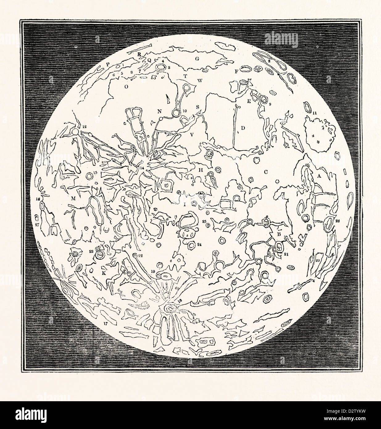 Map of the Moon 1833 Stock Photo