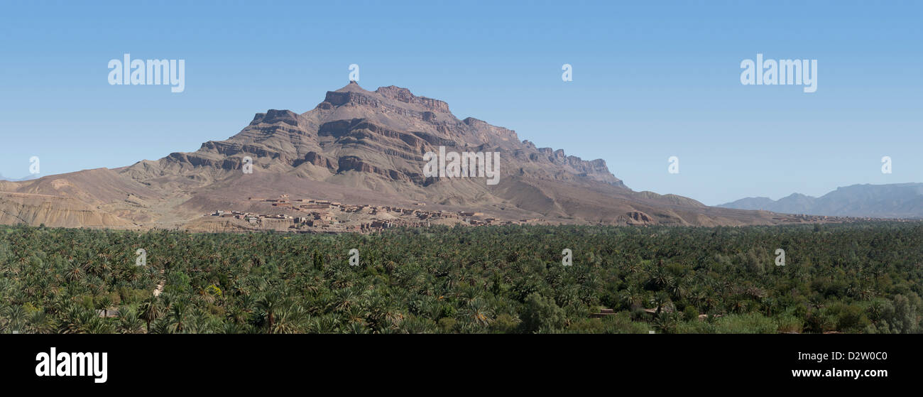 Panoramic shot of Gebel Kissane  in the Agdz region, Zagora Province, of Morocco, North Africa Stock Photo