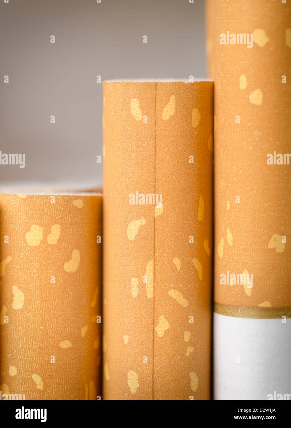 Brown filter cigarettes in a pack close up Stock Photo