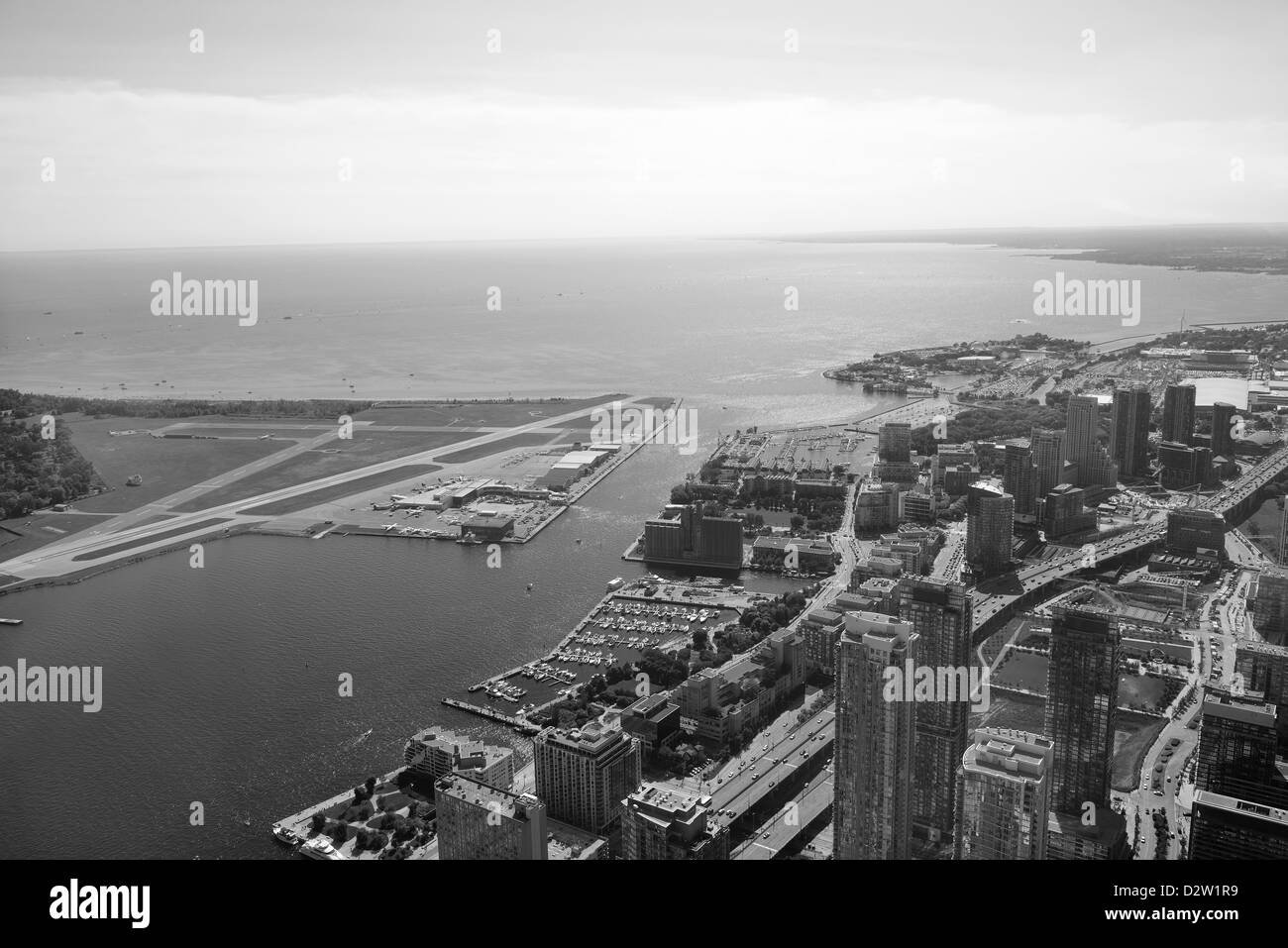 Toronto urban architecture aerial view in black and white. Stock Photo