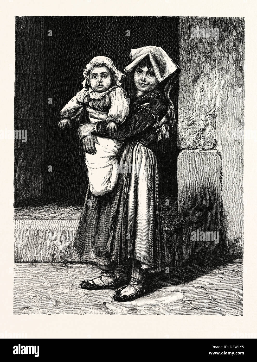 PEASANT CHILDREN OF THE CAMPAGNA. Italy Stock Photo