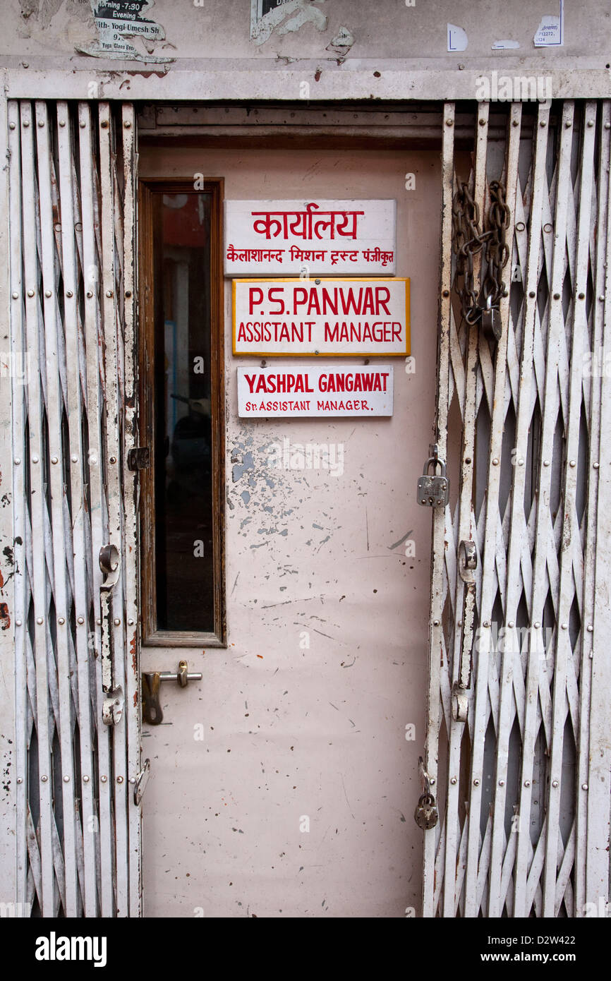 India, Rishikesh. Office Hierarchy. Pecking Order. Signs. Stock Photo