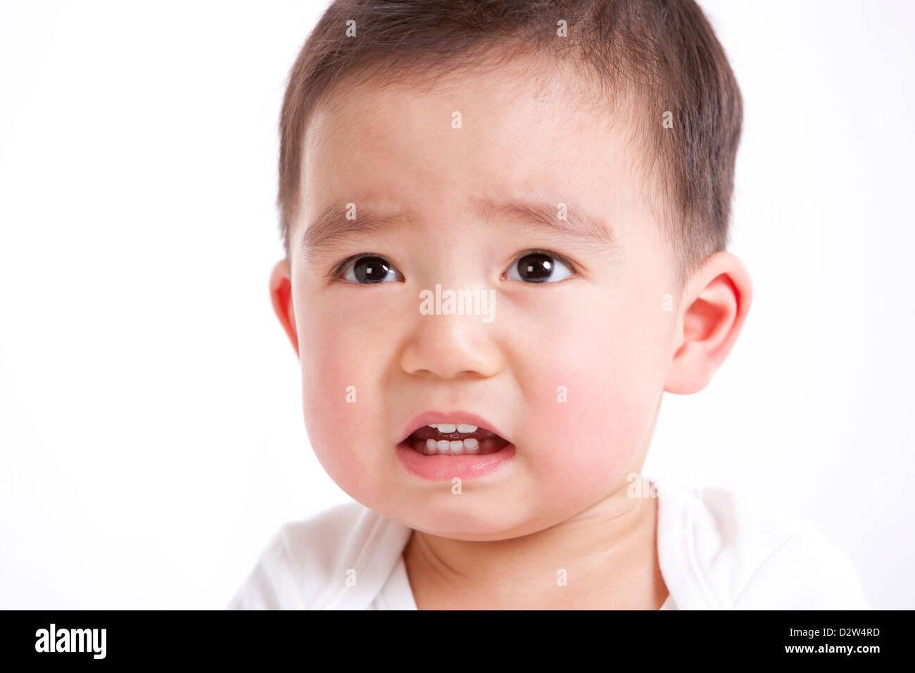 cute baby boy about to cry stock photo 53413009 alamy