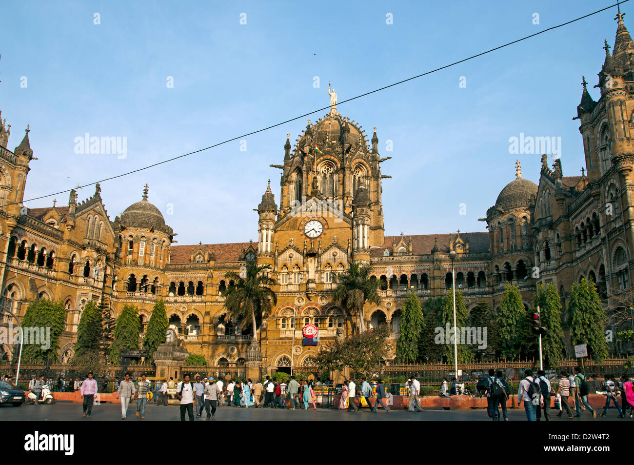 The Chhatrapati Shivaji Terminus (  Victoria Terminus ) Station Mumbai ( Bombay ) Victorian Gothic Revival architecture India Stock Photo