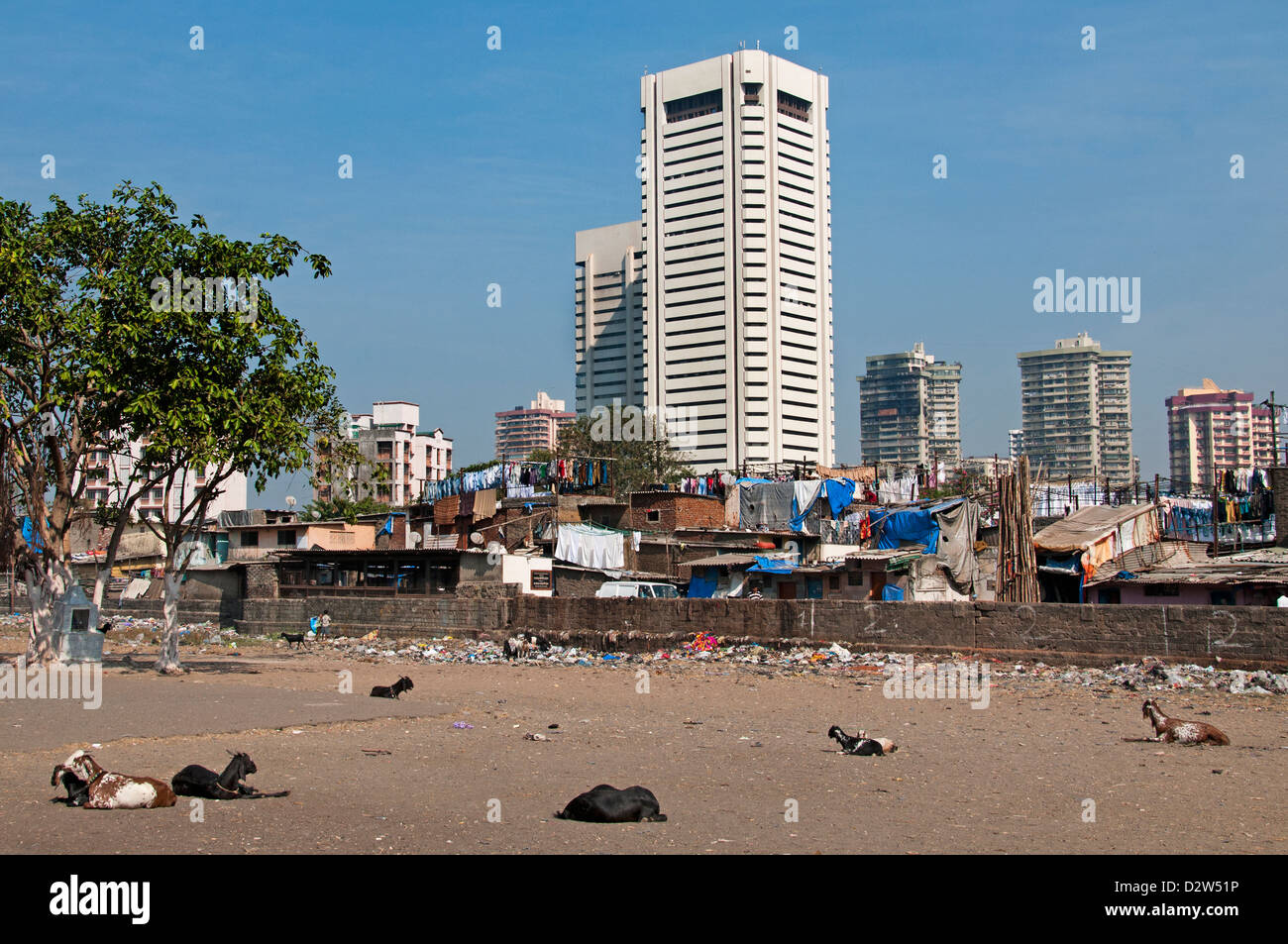 Mumbai ( Bombay )  India Slum World Trade Center Colaba Stock Photo