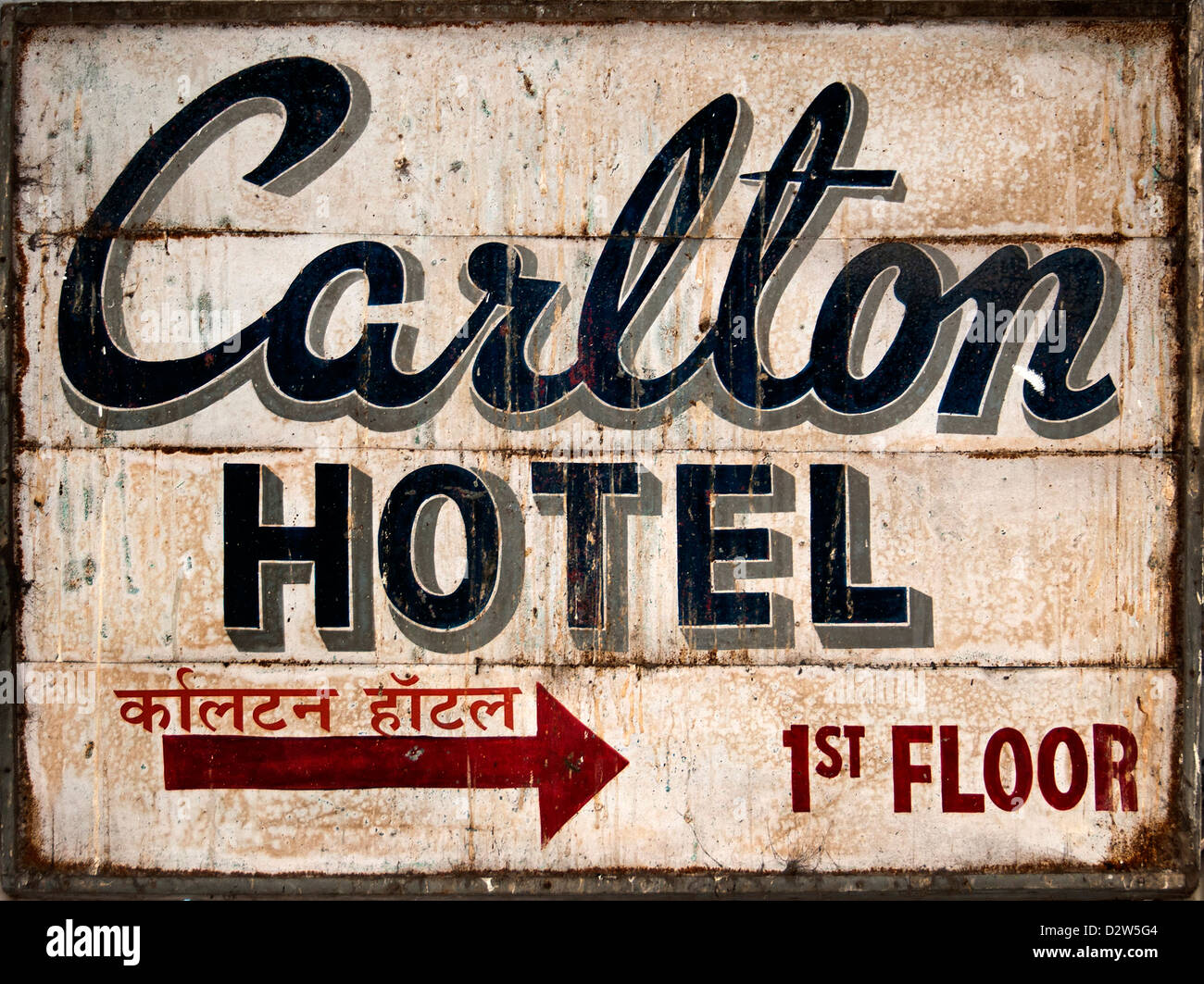 Carlton Hotel Sign Name Plate Mumbai ( Bombay ) India Stock Photo