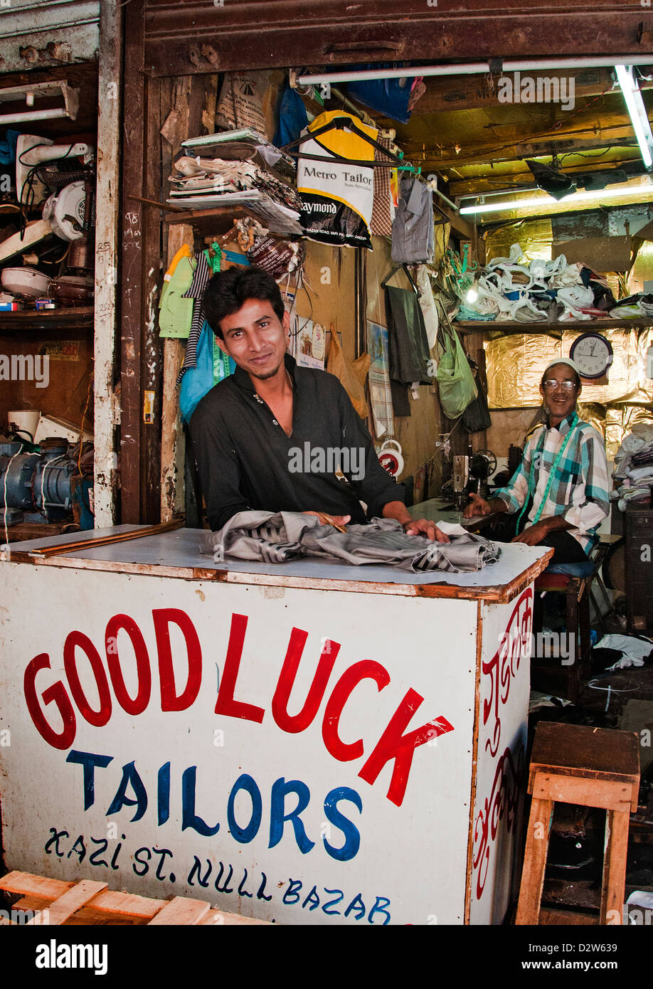 Good Luck Tailors  Tailor garment  Mumbai ( Bombay ) India near Crawford Market Stock Photo