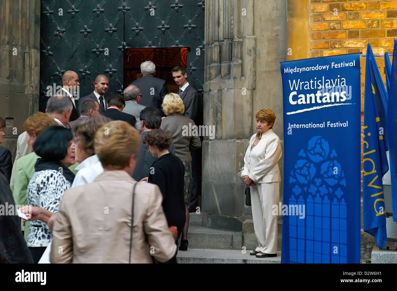 Wroclaw, Poland, concertgoers of classical music festivals Wratislavia Cantans awaiting admission Stock Photo