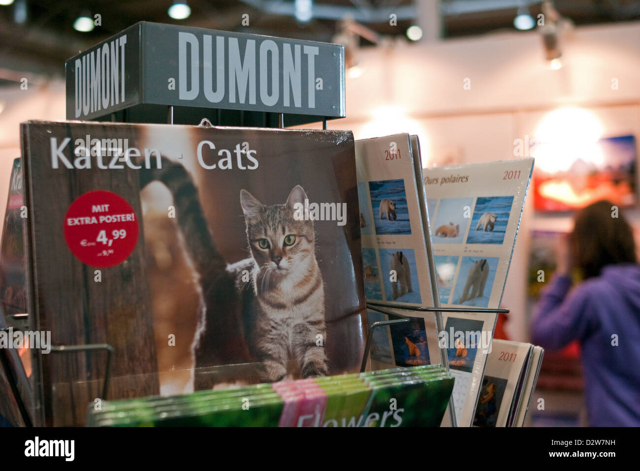 Leipzig, Germany, cat calendar at the Leipzig Book Fair Stock Photo
