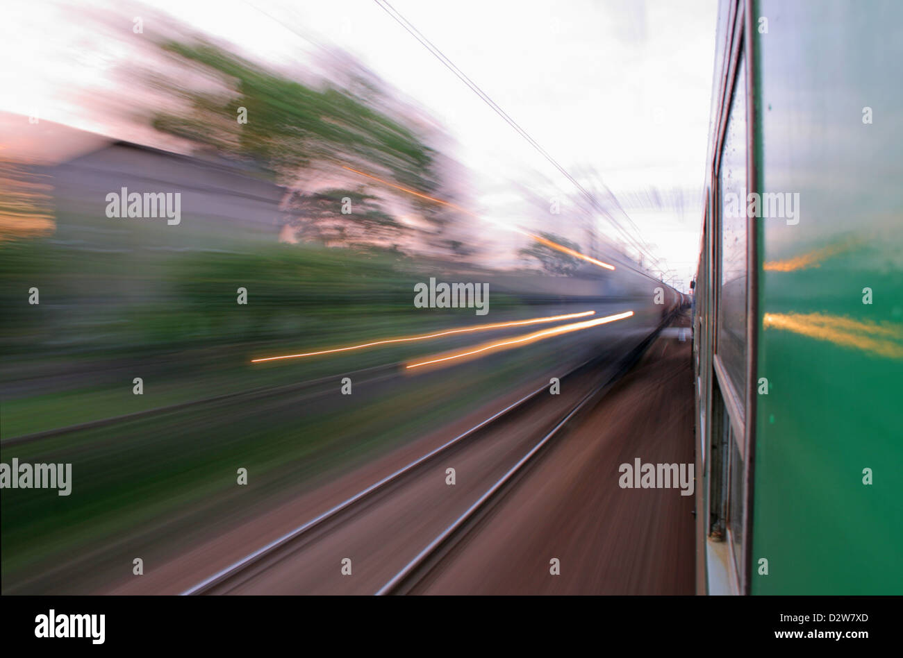 2 trains travelling in opposite directions