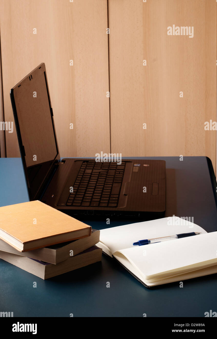 Laptop and books Stock Photo Alamy