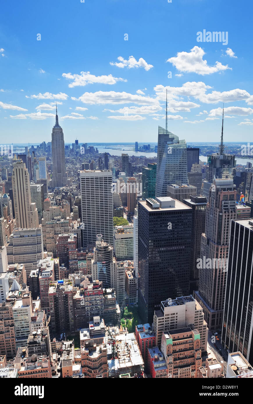 New York City Manhattan midtown aerial panorama view with skyscrapers ...