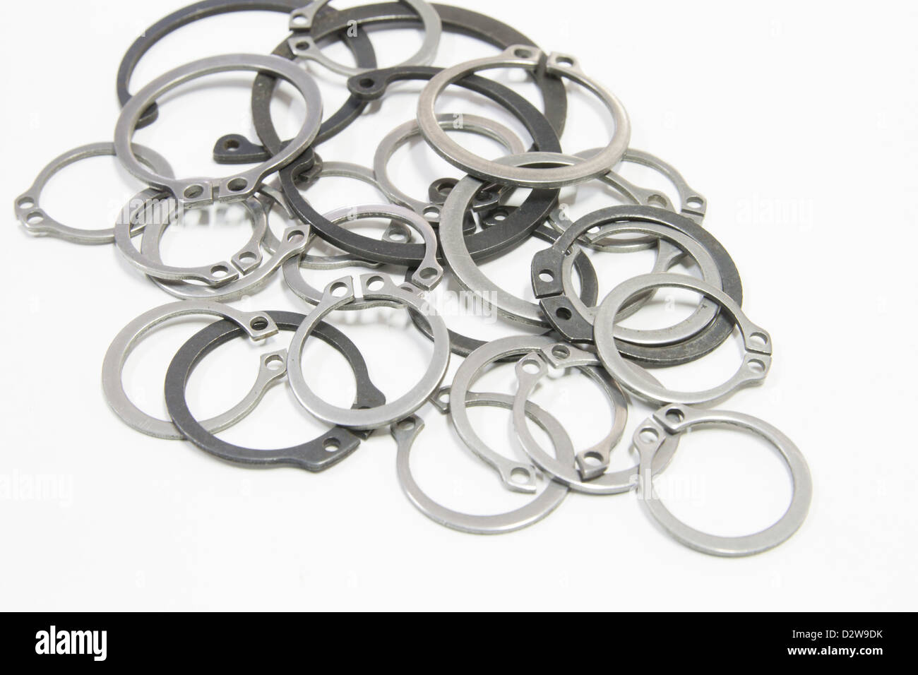 external and internal Retaining Rings Isolate on white background Stock