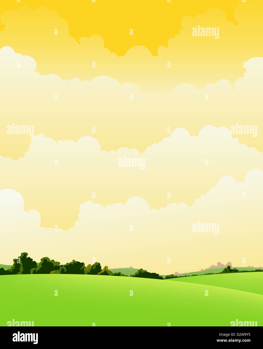 Illustration of a summer or spring season nature background with big ...
