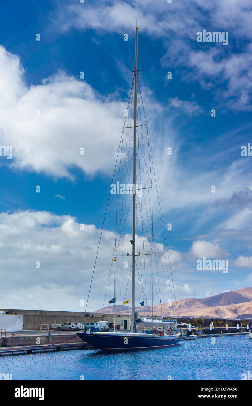 Puerto Calero harbour Lanzarote Canary Island Sailing boat Stock Photo