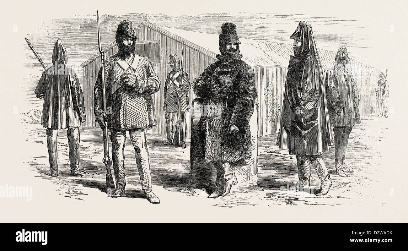 THE CRIMEAN WAR: WINTER CLOTHING FOR THE BRITISH TROOPS IN THE CRIMEA 1854 Stock Photo