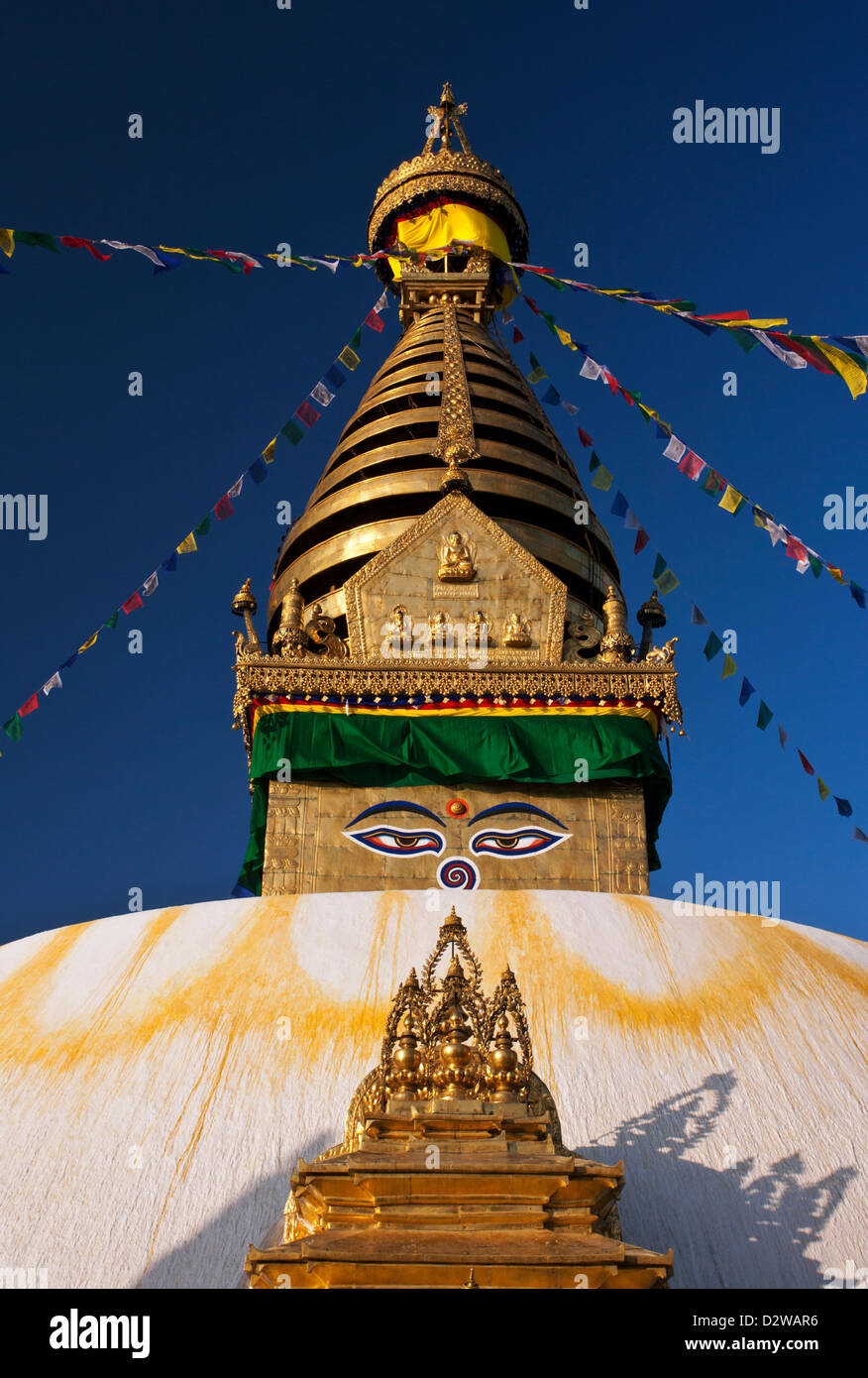 Swayambhunath Buddhist Stupa known also as the Monkey Temple in Kathmandu, Nepal. Stock Photo