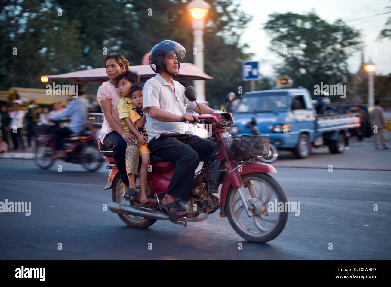 Phnom Penh, Cambodia, a family riding a motorcycle Stock Photo Alamy