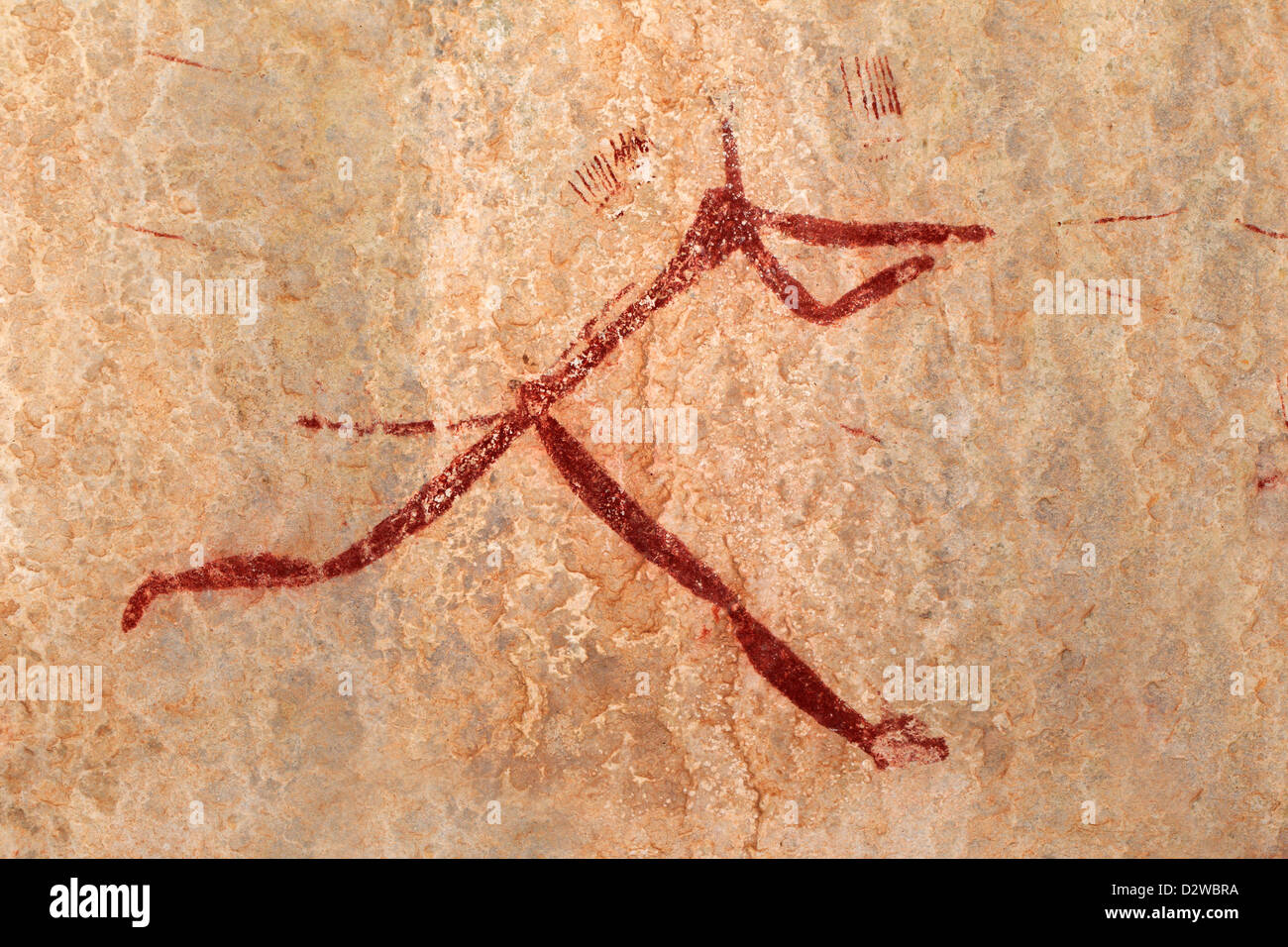 Bushmen (san) rock painting depicting a human figure, Drakensberg mountains, South Africa Stock Photo