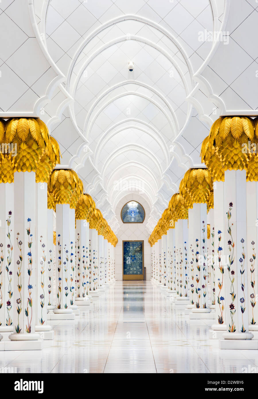 Marble pillars in Sheikh Zayed Grand Mosque in Abu Dhabi, UAE. Stock Photo