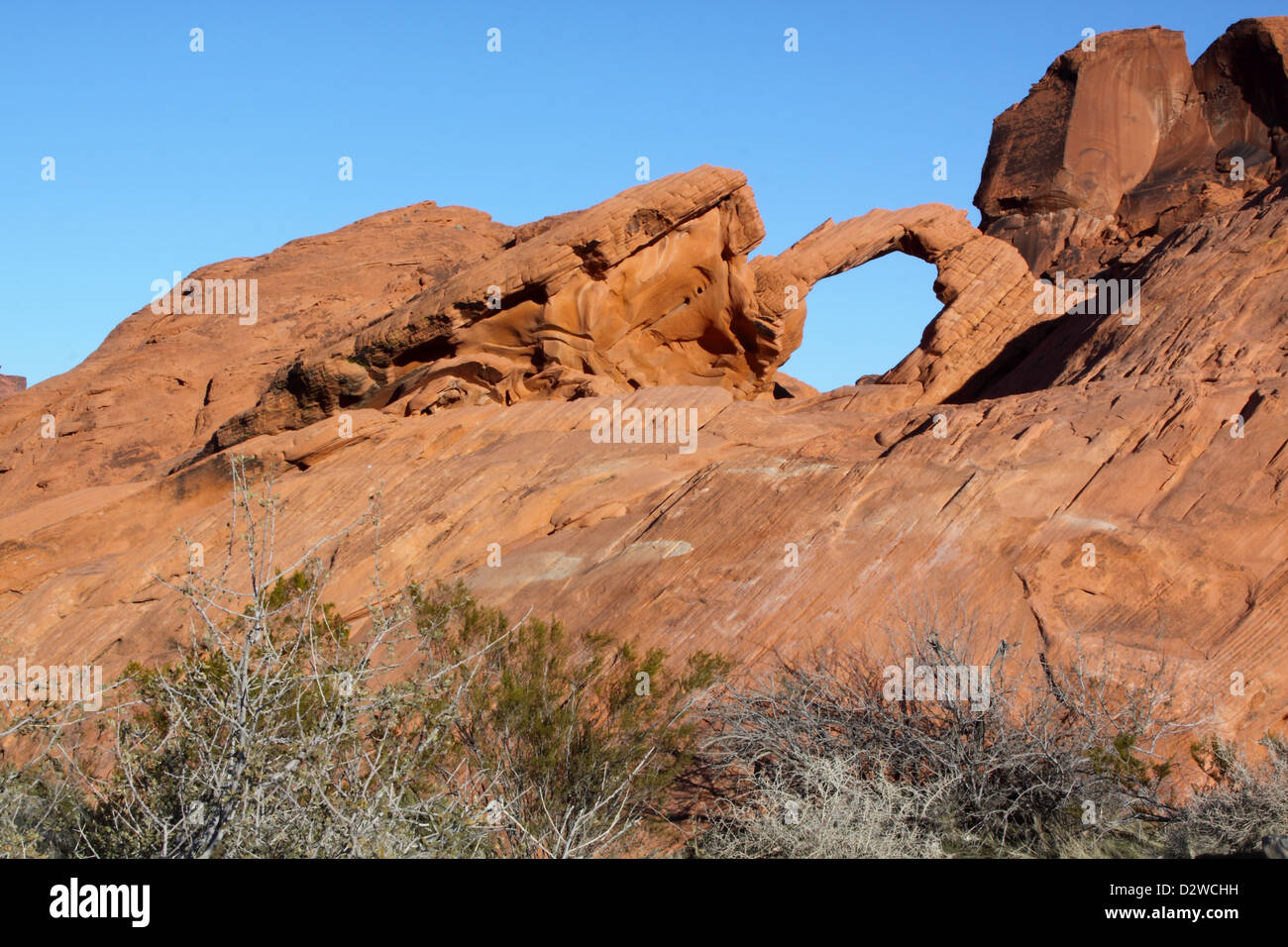 Arch Rock, Valley Of Fire State Park, Nevada Stock Photo