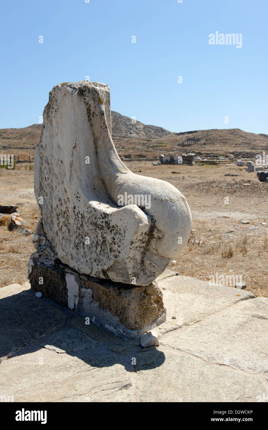 Delos. Greece. A marble sculpture of a dolphin. Stock Photo