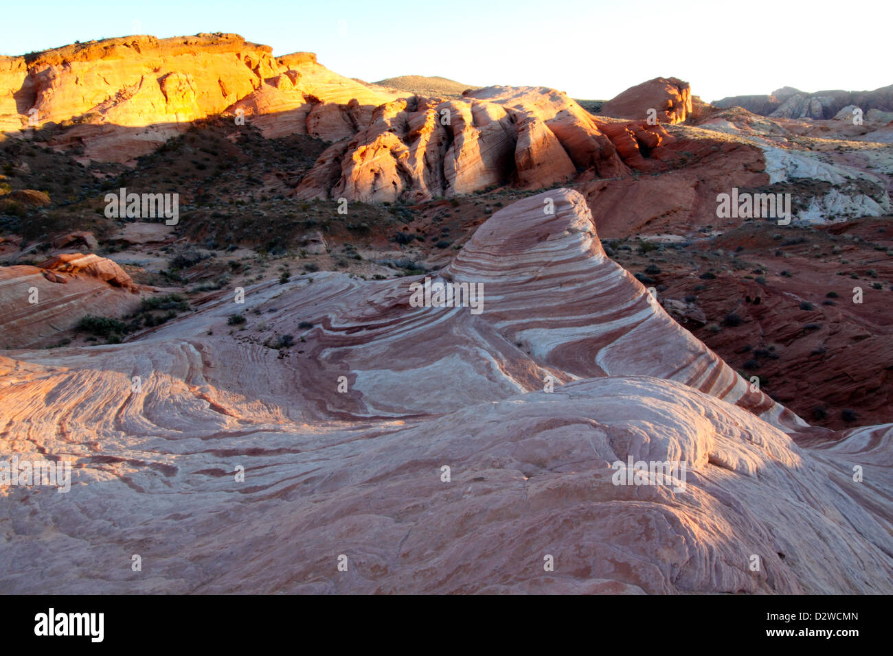 Sunset Over The Fire Wave, Valley Of Fire State Park, Nevada Stock Photo